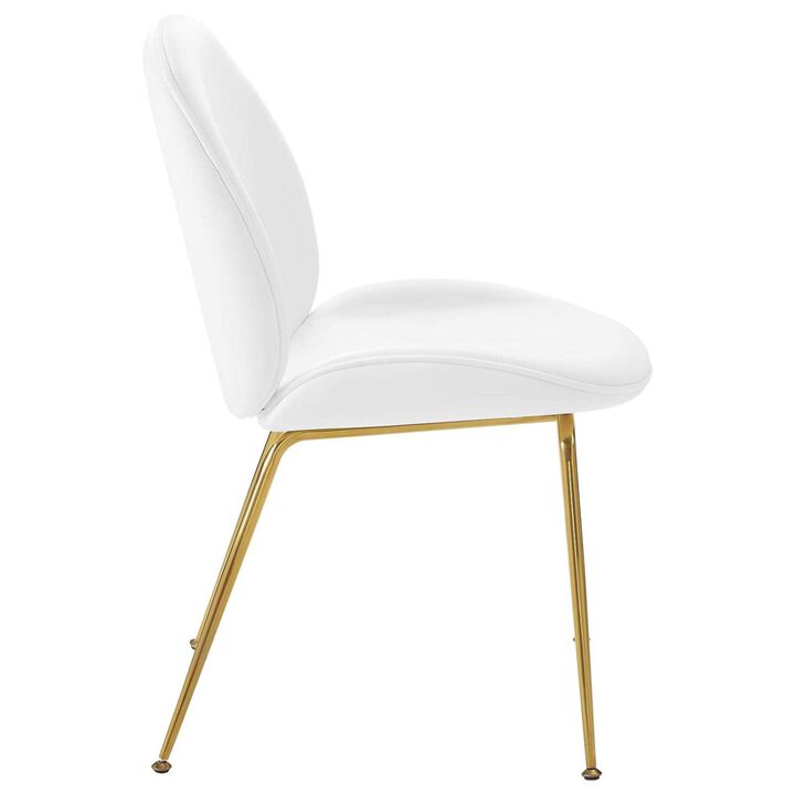 Modway Scoop Performance Velvet Side Gold Stainless Steel Metal Base in White, Dining Chair