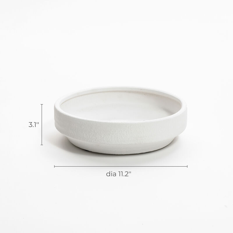 LuxenHome White Terracotta 11.2-Inch Round Indoor and Outdoor Bowl Vase