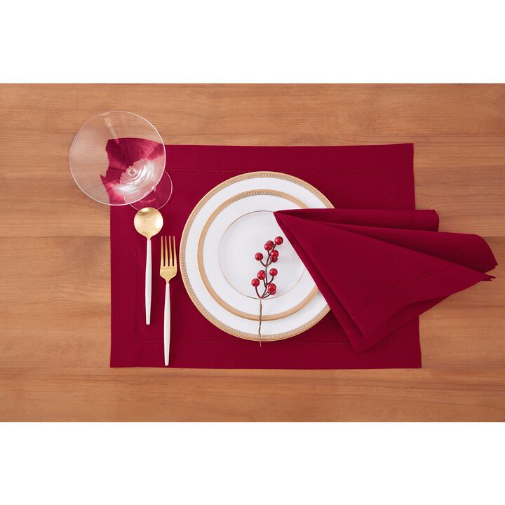 Solino Home Cotton Linen Hemstitch Dinner Napkins 20 x 20 Inch Set of 4