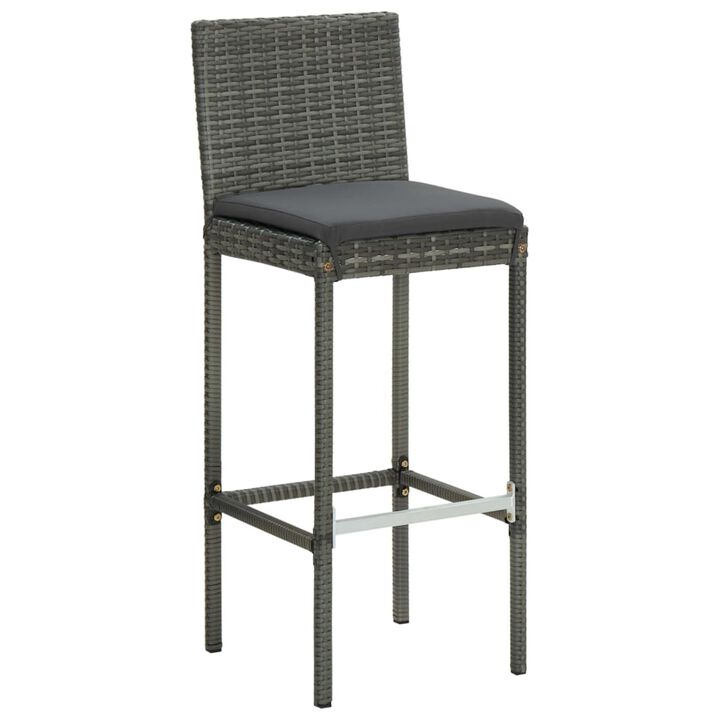 vidaXL 7 Piece Outdoor Bar Set with Cushions Poly Rattan Gray