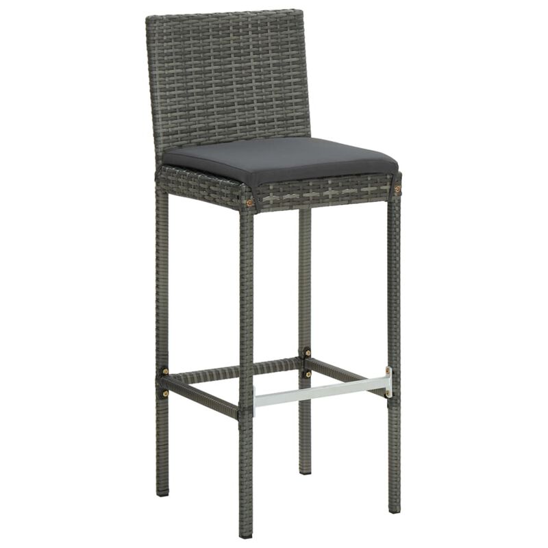 vidaXL 5 Piece Outdoor Bar Set with Cushions Poly Rattan Gray