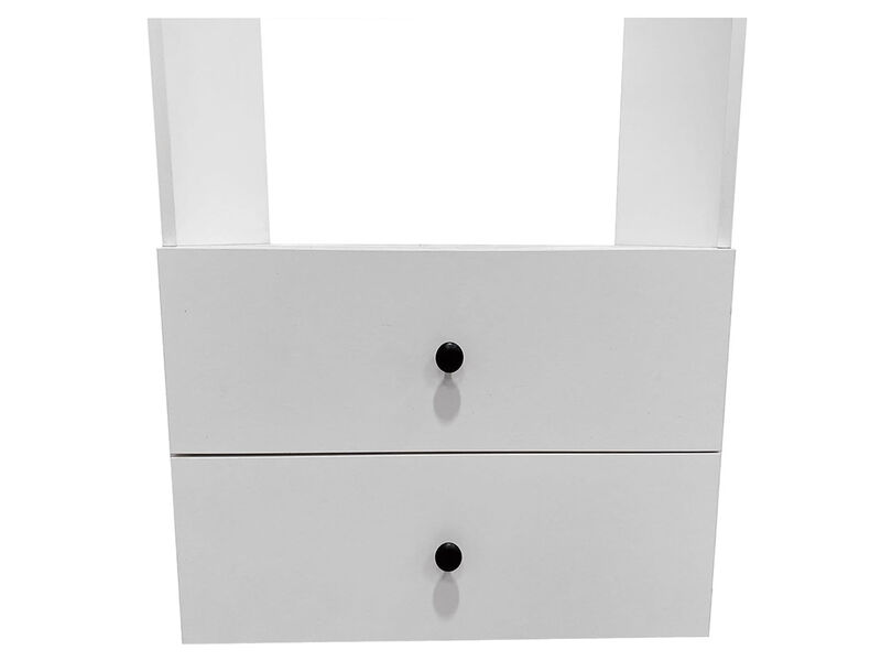 Wooden Wardrobe Closet System with 2 Closet Drawers, Walk-in Closet Organizers and Storage,Clothes Organizer with Closet Shelves,White
