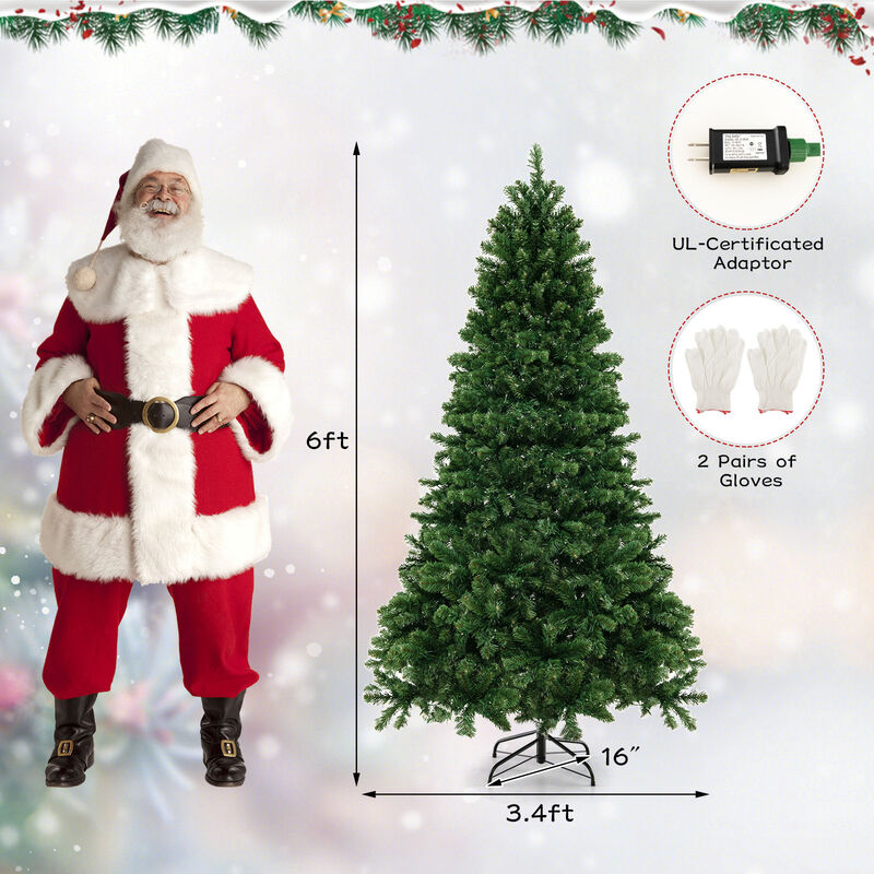 Hinged Christmas Tree with PVC Branch Tips Warm White LED Lights