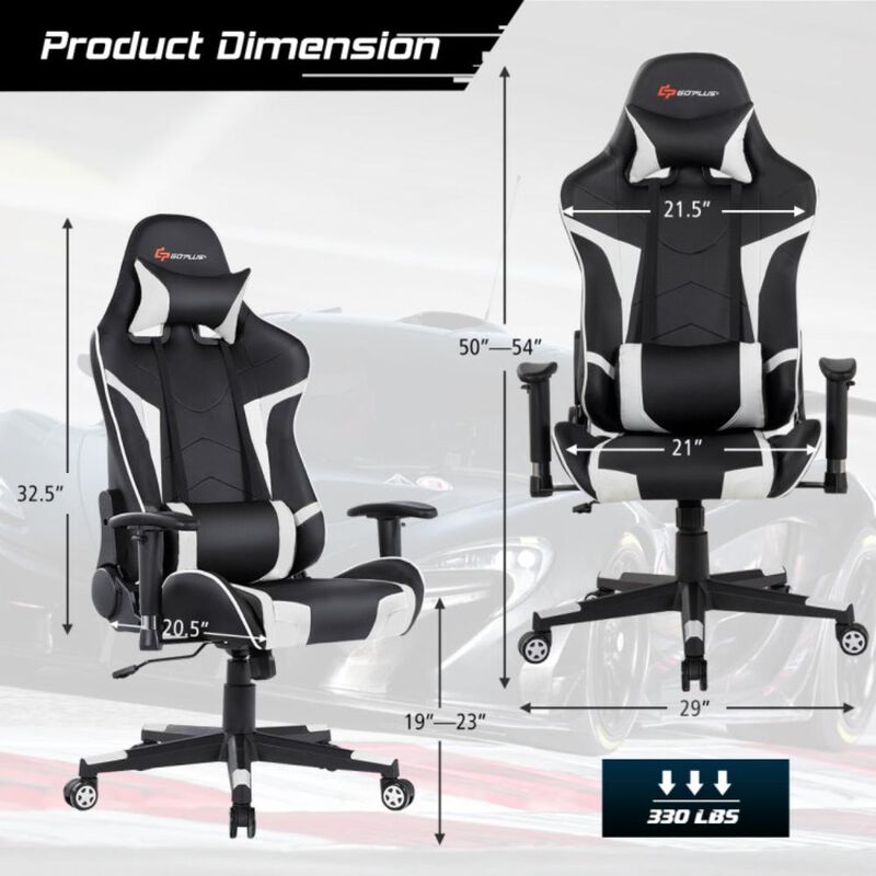Hivvago Reclining Swivel Massage Gaming Chair with Lumbar Support
