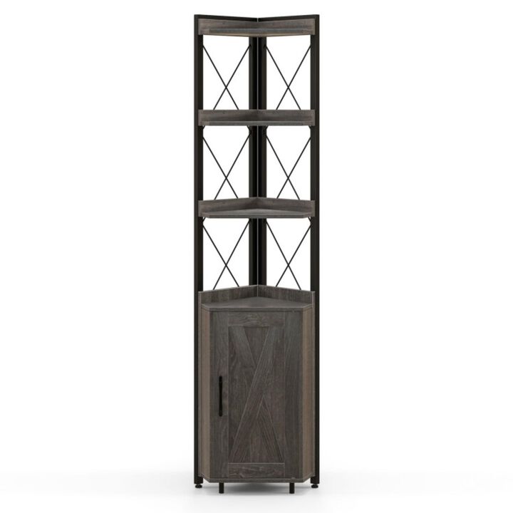 Hivvago Tall Corner Storage Cabinet with 3-Tier Shelf and Enclosed Cabinet