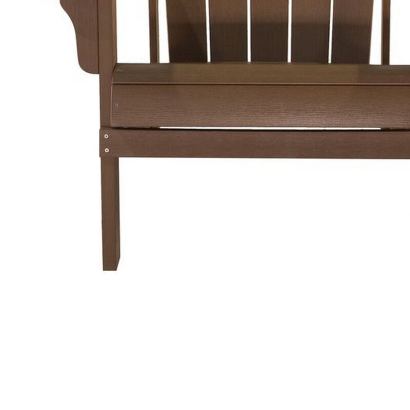 West Outdoor Patio Adirondack Chair, 30 Inch, Wood Style Brown Finish - Benzara