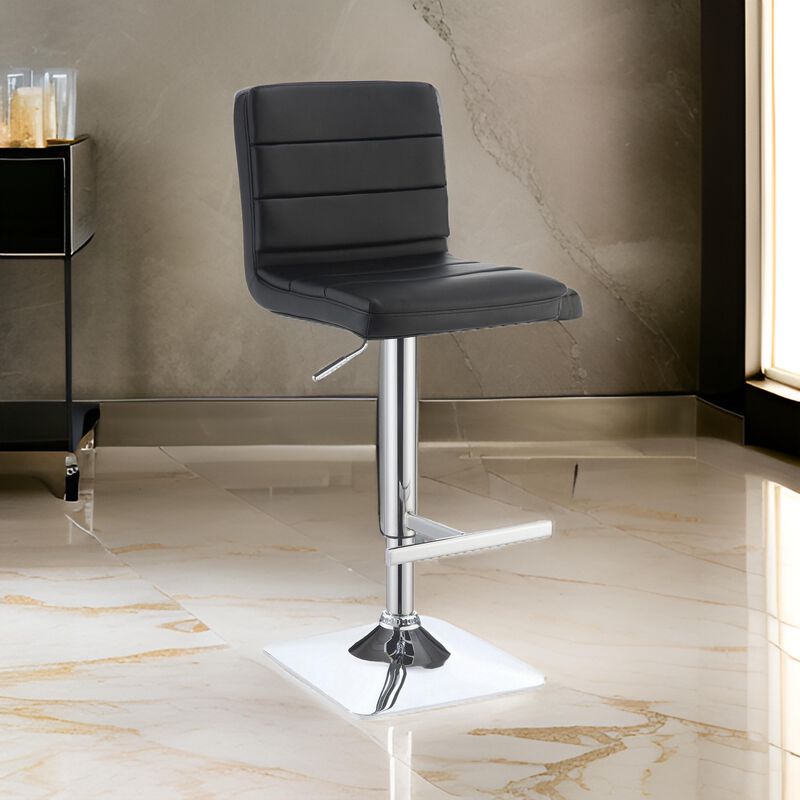 Casual Armless Adjustable Bar Height Stool, Black, Set of 2 - Benzara