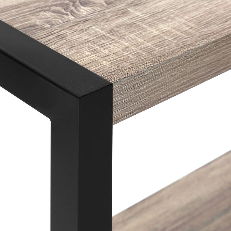 Monarch Specialties I 2083 Accent Table, Side, End, Narrow, Small, 2 Tier, Living Room, Bedroom, Metal, Laminate, Brown, Black, Contemporary, Modern