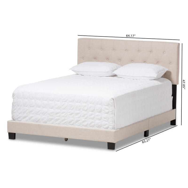 Baxton Studio Cassandra Modern Light Beige Fabric Upholstered Queen Size Bed