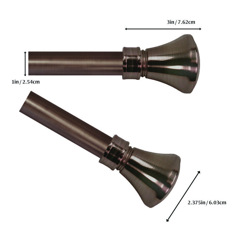 Lexington Flare Curtain Rod Set, Adjustable Length from 28" to 48"