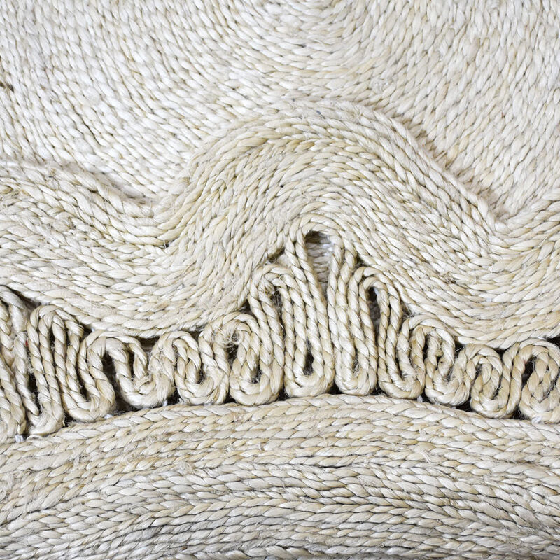 HAND WOVEN JUTE ECO-FRIENDLY Oriental AREA RUGS - 4'x4', Round Shape, White Color, Oriental Pattern, High Pile, Natural Fiber, Outdoor Indoor Handmade Area Rugs for Living Room, Bed Room (J00074)