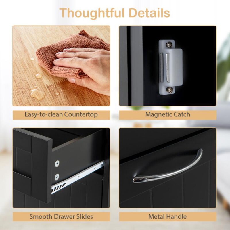 Hivvago Rubber Wood Kitchen Trash Cabinet with Single Trash Can Holder and Adjustable Shelf