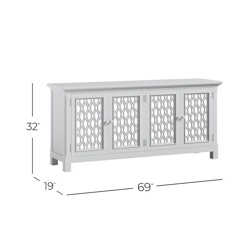 Jofran Isabella 69 Luxury Mirrored Sideboard Storage Cabinet