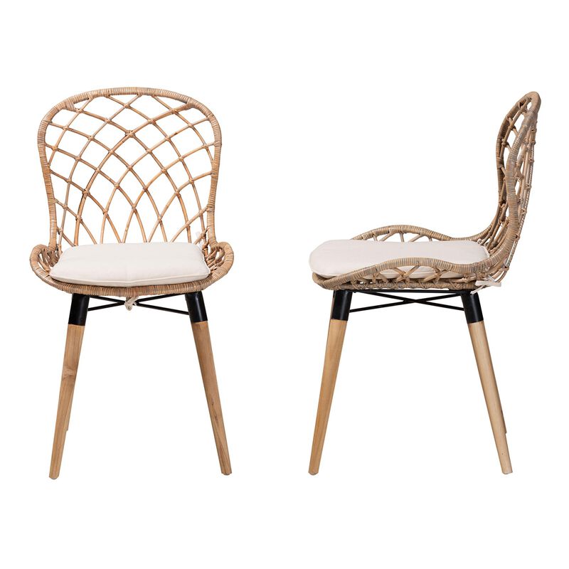 Bali & Pari Sabelle Modern Greywashed 2-Piece Dining Chair Set
