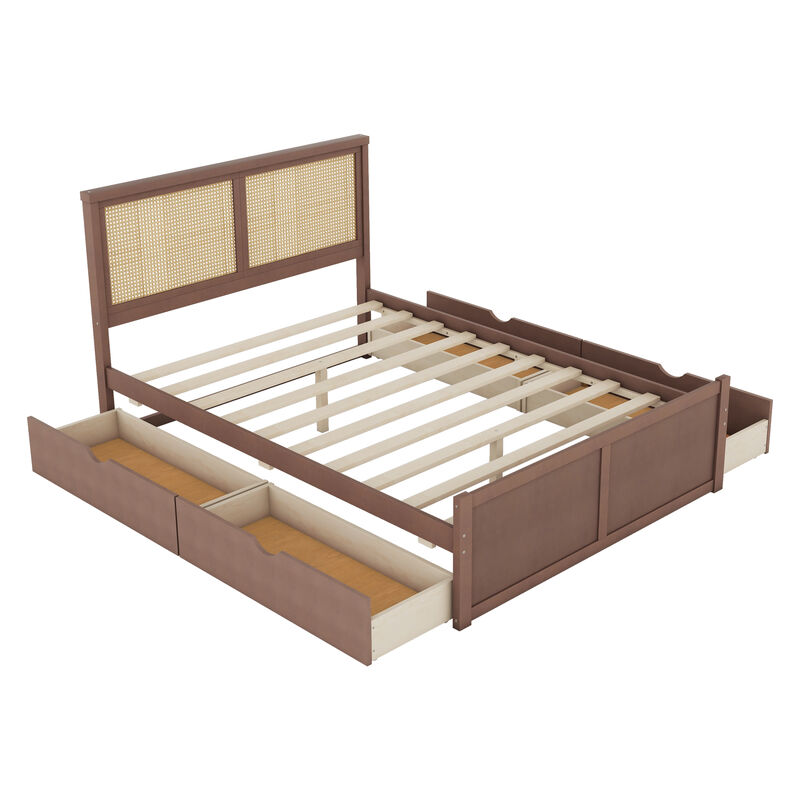 Merax Wood Storage Platform Bed with 4 Drawers