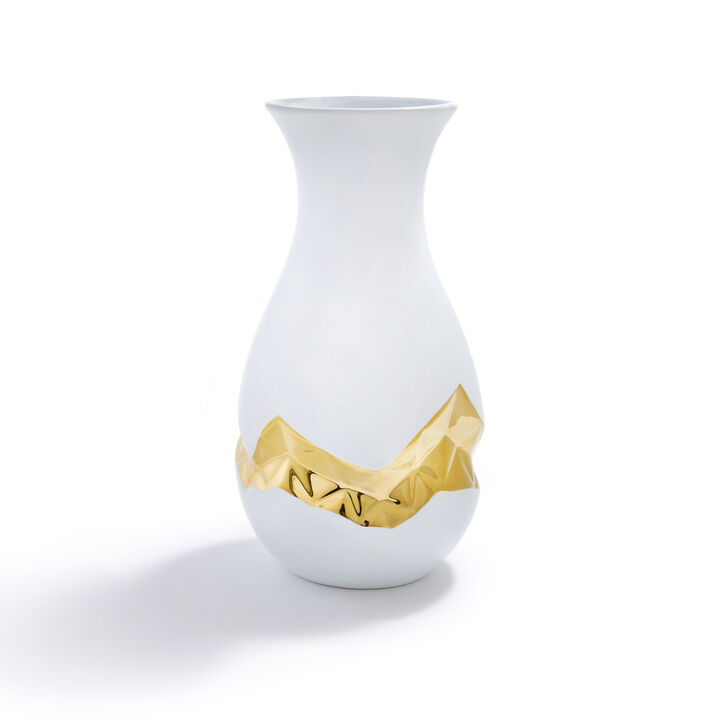 Talianna Oro Vase, White & Gold