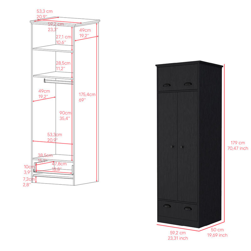 Armoire Dumas, Bedroom, Black
