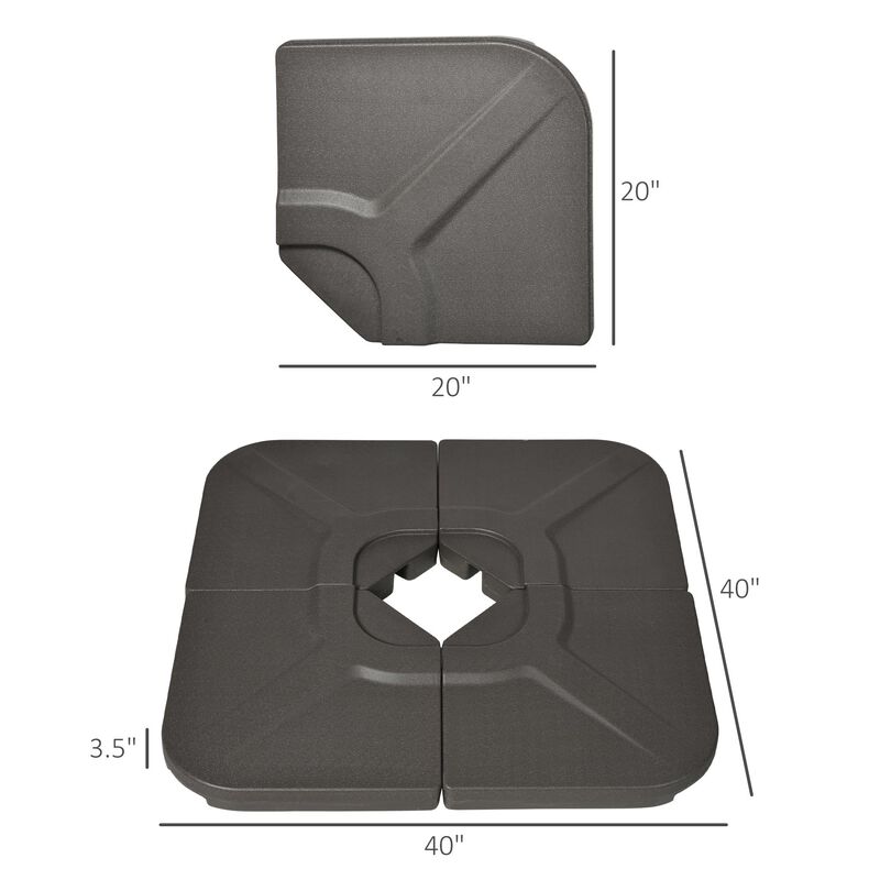 Brown Cantilever Support: 4-Piece 175lb Square Umbrella Base Weights