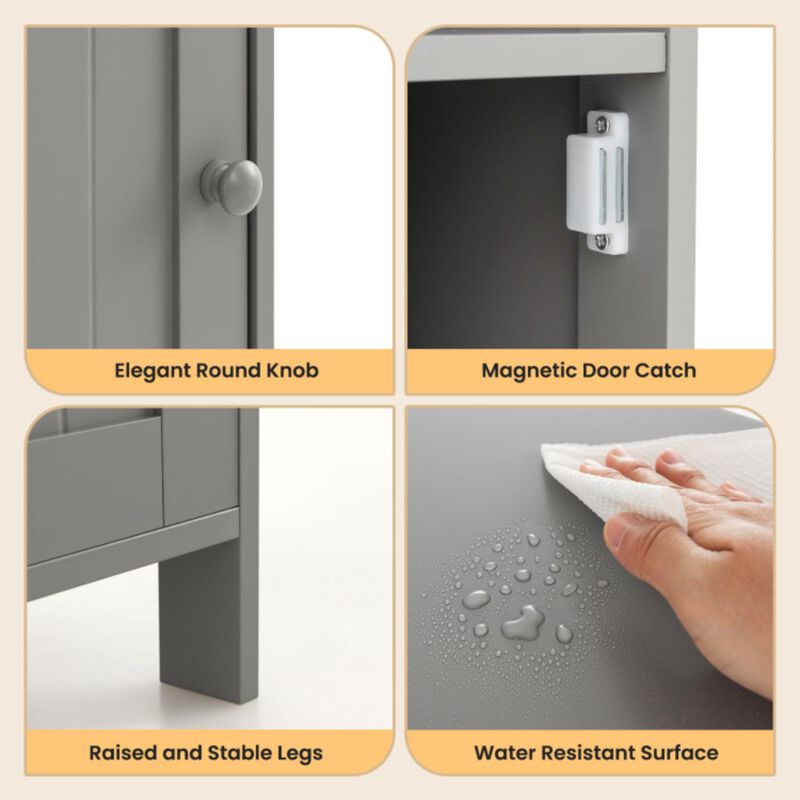 Hivvago Bathroom Freestanding  Adjustable Shelf Floor Storage Cabinet
