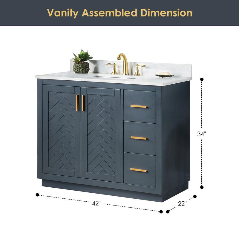 Altair 42 Single Bathroom Vanity Set in Classic Blue without Mirror