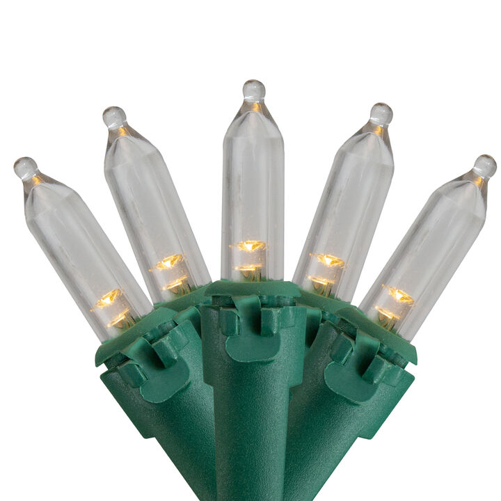 50 Count Battery Operated White Warm LED Mini Christmas Lights  32ft Green Wire