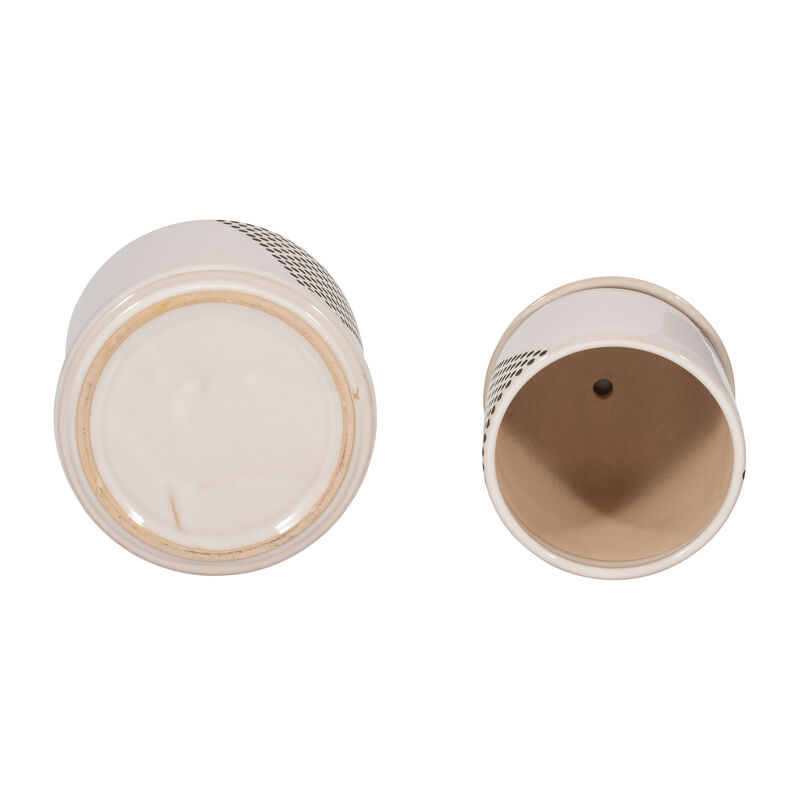 Triangle Dots Planter with Saucer, White Set