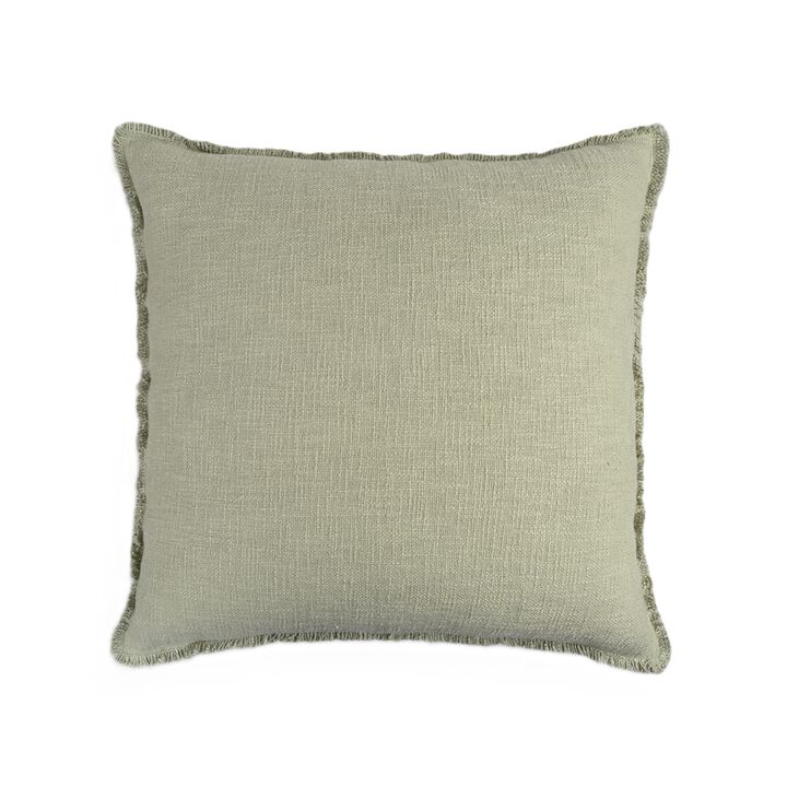 Organic Chic washed textured cotton solid pillow with frayed edges