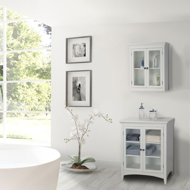Teamson Home Madison Removable Wooden Wall Cabinet with 2 Doors- White