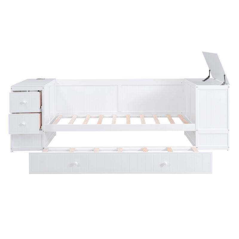 Merax Daybed Bed with Trundle and Charging Station
