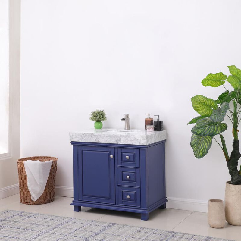Altair 36 Single Bathroom Vanity Set in Jewelry Blue without Mirror