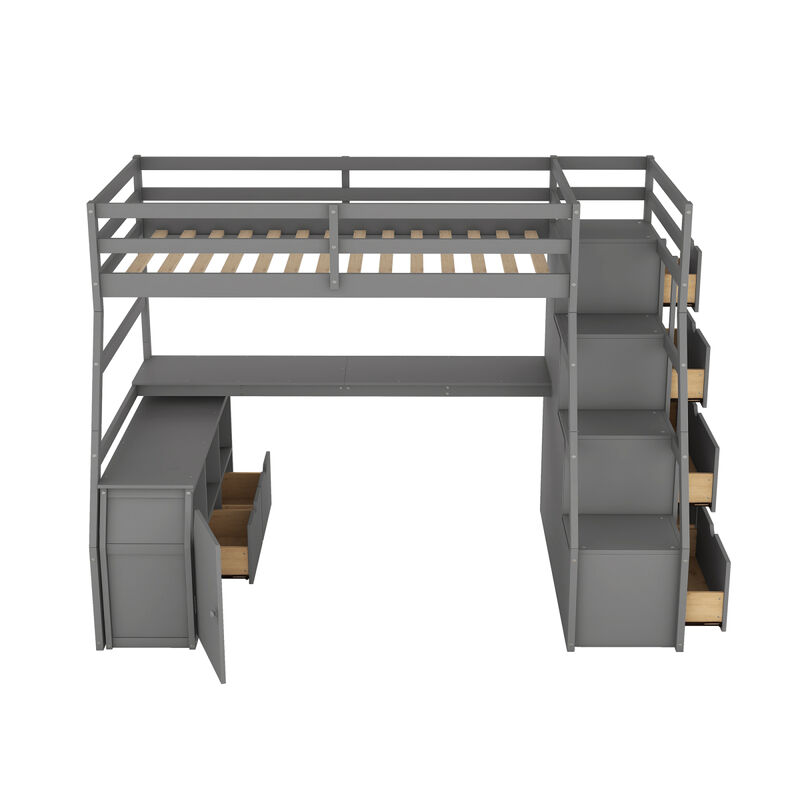 Twin Size Loft Bed With With 7 Drawers 2 Shelves And Desk