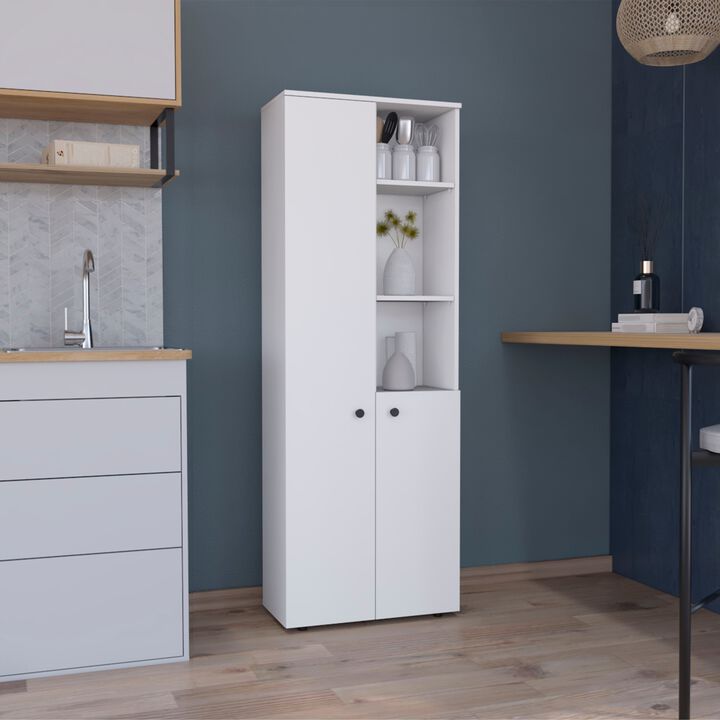 Konik 67-Inch High Storage Cabinet Kitchen Pantry With Three Doors and and Three Exterior Shelves