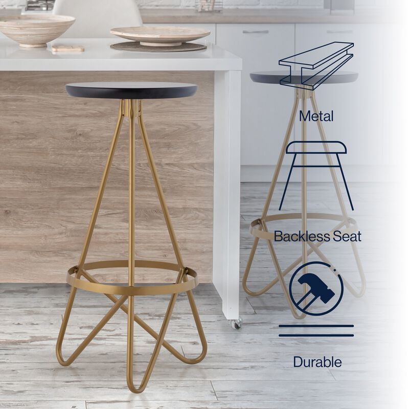 Spiroa 30" Modern Industrial Metal Backless Circular Bar Stool