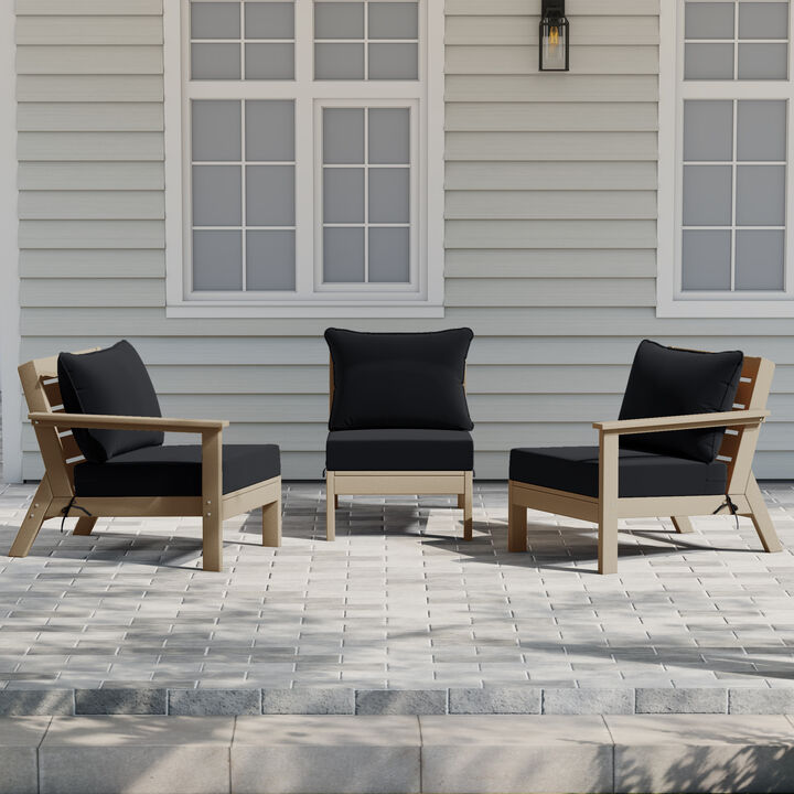 WestinTrends Outdoor Patio HDPE Sectional Sofa with Patio Cushions