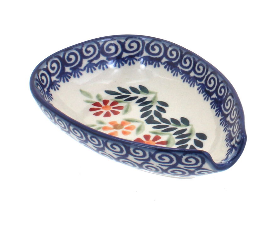 Blue Rose Polish Pottery Blue Butterfly Small Spoon Rest