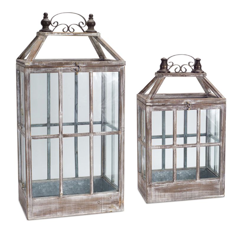 Hivvago Lantern (Set of 2) 22.5"H, 31.5"H Wood/Metal