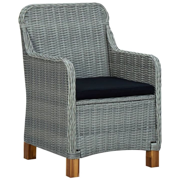 vidaXL Garden Chairs with Cushions 2 pcs Poly Rattan Light Gray