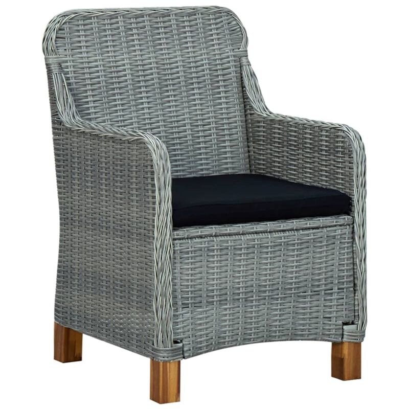 vidaXL Garden Chairs with Cushions 2 pcs Poly Rattan Light Gray