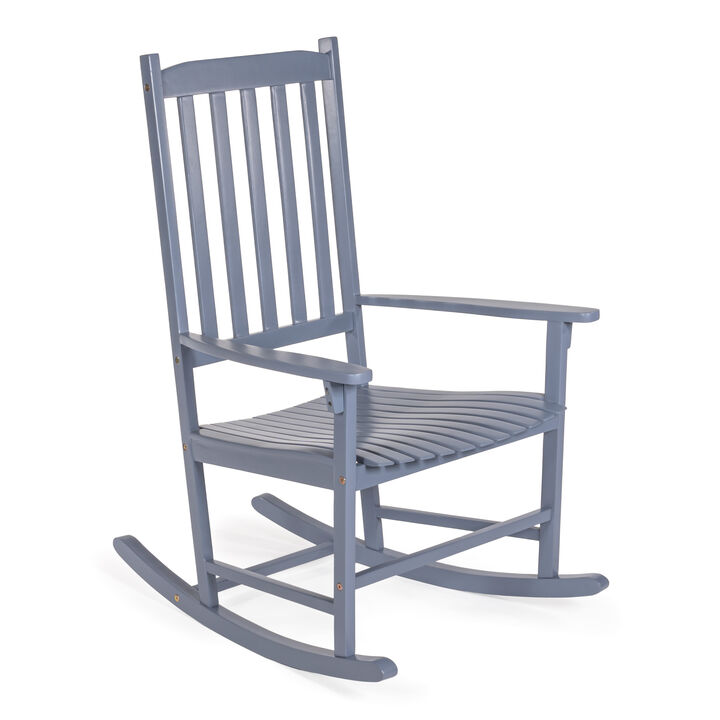 Seagrove Farmhouse Classic Slat-Back Acacia Wood Outdoor Rocking Chair