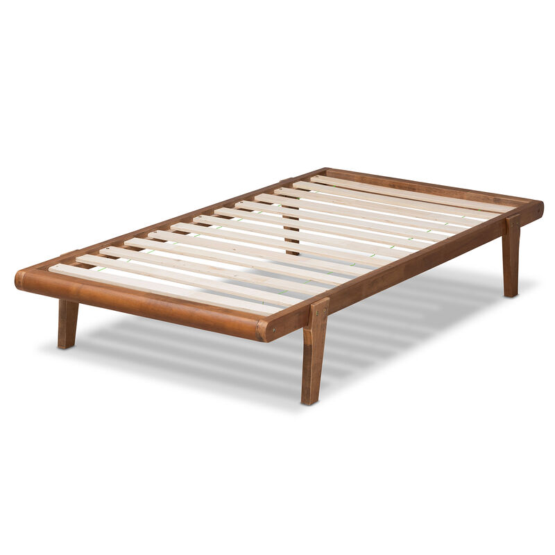 Baxton Studio Kaia  Walnut Brown Finished Wood Twin Size Platform Bed Frame
