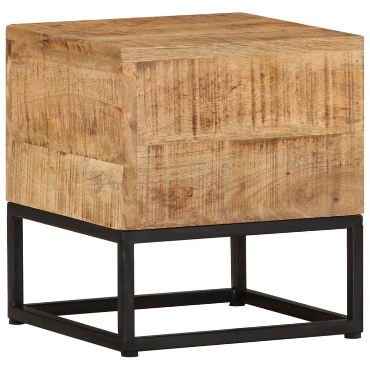 vidaXL Side Table 11.8"x11.8"x13" Rough Mango Wood