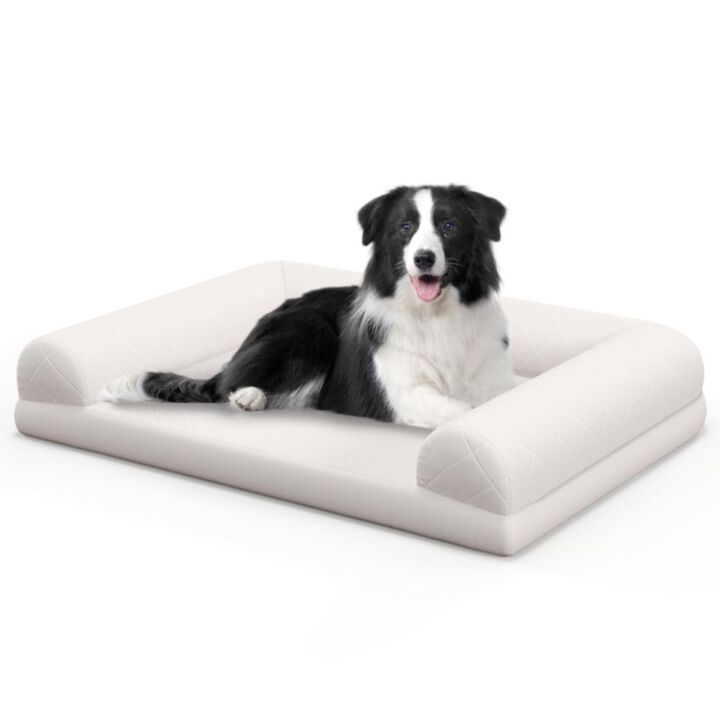 Hivvago Egg-Foam Dog Crate Bed with 3-Side Bolster and Removable Washable Bed Cover