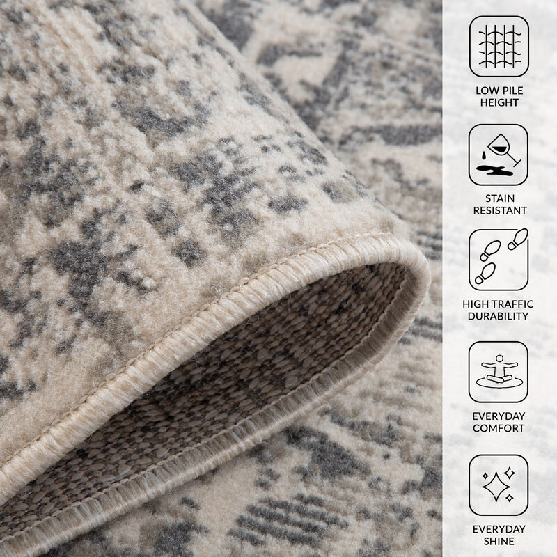Alpine Dale Medium Gray Medallion Area Rug 7'10" x 10'2"