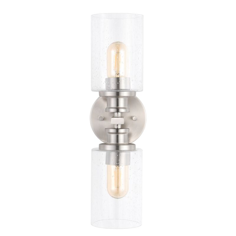 Jules Edison Cylinder Iron/Seeded Glass Farmhouse Contemporary LED Wall Sconce