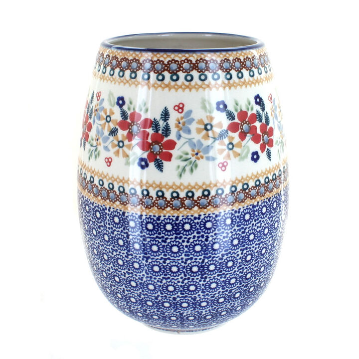 Blue Rose Polish Pottery Floating Fern Vase