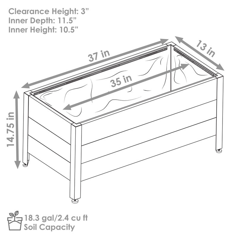 Acacia Wood Planter Box with Removable Planter Bag