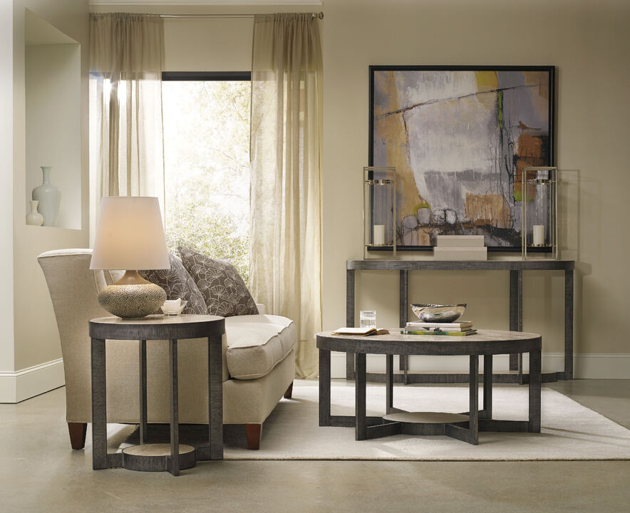 Mill Valley Round End Table in Grey