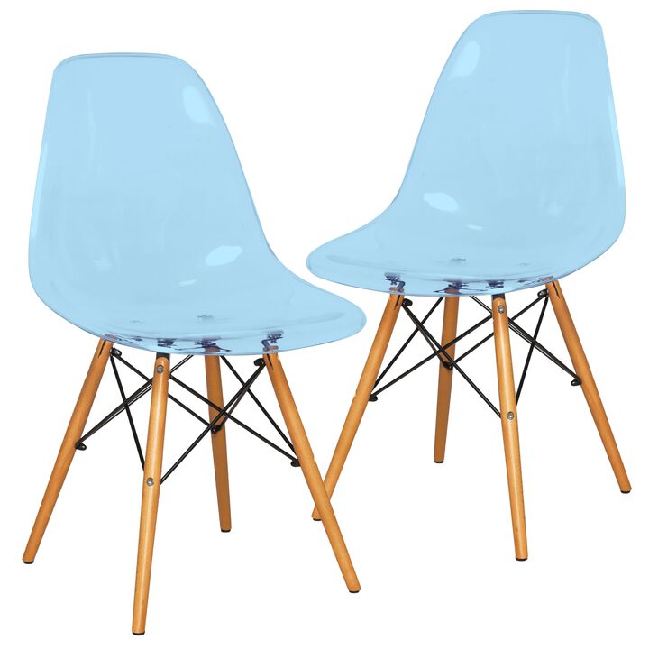 LeisureMod Dover Plastic Molded Dining Side Chair, Set of 2