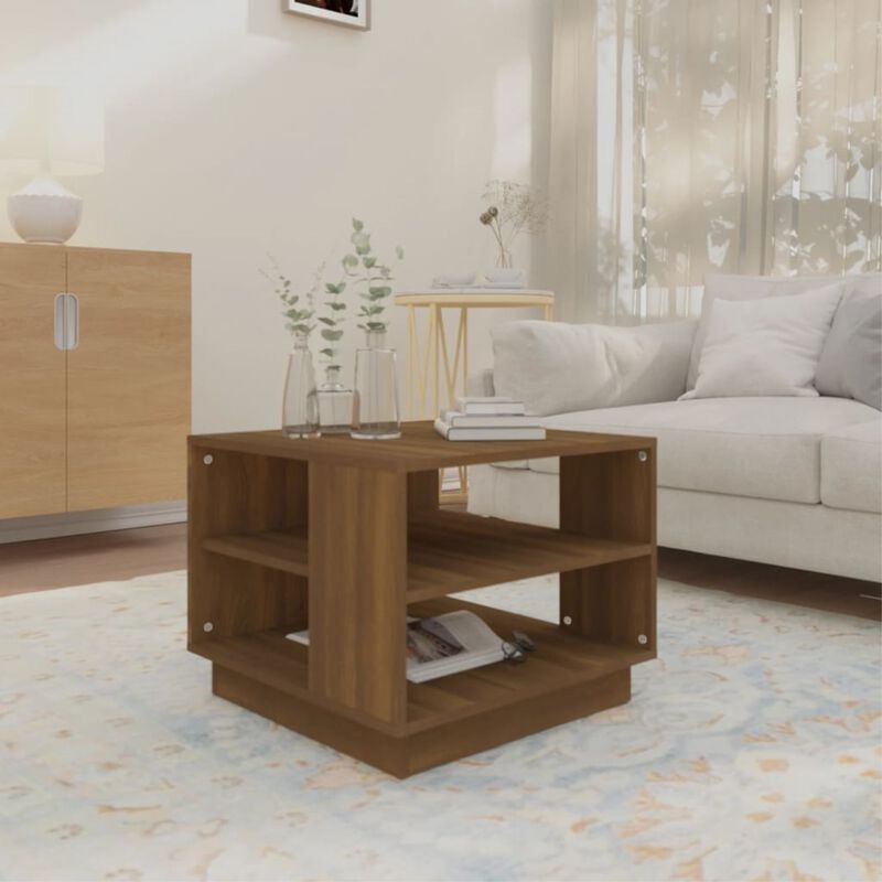vidaXL Coffee Table Brown Oak 21.7"x21.7"x21.7" Chipboard