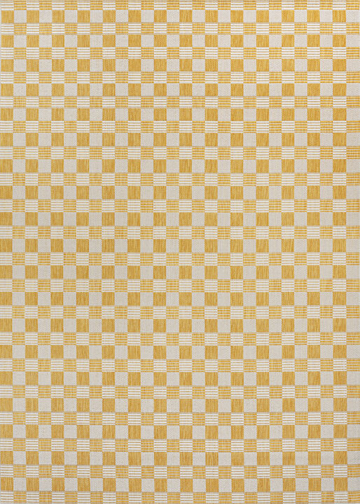 Aimee Traditional Cottage Checkerboard Yellow/Cream 4 ft. x 6 ft. Indoor/Outdoor Area Rug